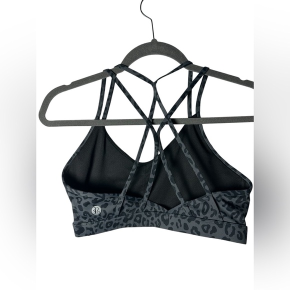Running Girl Strappy Sports Bra Medium Support Gray Leopard Print Size M - Picture 5 of 7